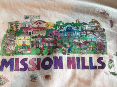 Cheryl Clark created t-shirts with a Mission Hills’ personality, emphasizing gardens and community culture.