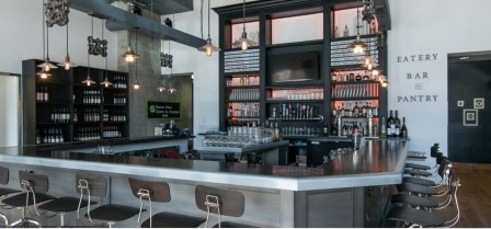 The bar at Brooklyn Girl provides a casual setting for dining. 