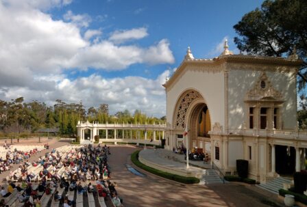 The Spreckels Organ and Pavilion were a gift from John D. and Adolf Spreckels of the Spreckels sugar family, and were dedicated and first played on December 31, 1914. Photo courtesy of Bob Lang. 