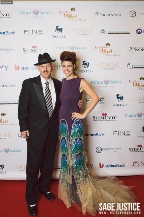 Musician Nominee David Patrone and Stylist Aubree Lynn at Leonard Simpsons 10  Best Dressed Awards 2013. Lynn is wearing a dress by Cynthia Gutierrez and jewelry by Artemisa Rivas. 