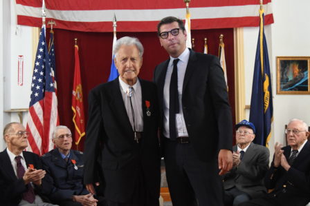 Tony Bezer of Mission Hills (left) receives the French Legion of Honor Medal from The Honorable Christophe Lemoine, Consul General of France. 