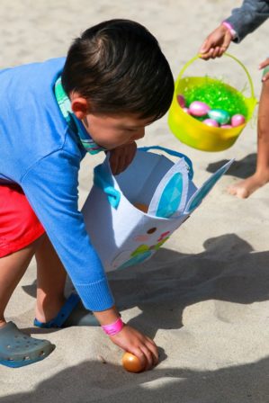 Easter eggs are plentiful on the beach.