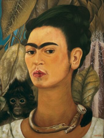 Frida Kahlo Self Portrait with Monkey is on display. 