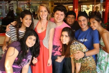 Emily Moberly (third from left) with students from Honduras. 