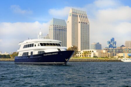 Flagship Cruises & Events, serving San Diego since 1915, is located downtown between the Broadway Pier and the Navy Pier at 990 N Harbor Drive.