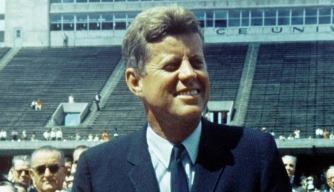 President John F. Kennedy during a happy time during his presidency. 