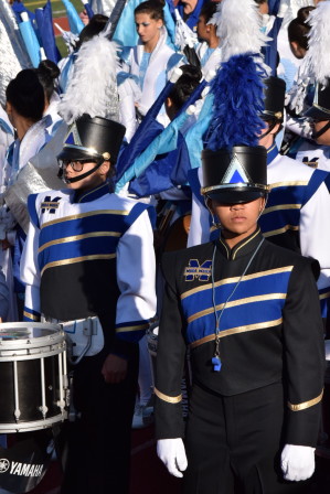 Mira Mesa High School Sapphire Sound Band performs for the Tournament of Roses Parade. 
